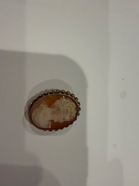 Vintage Cameo Brooch in Warm Caramel and Ivory